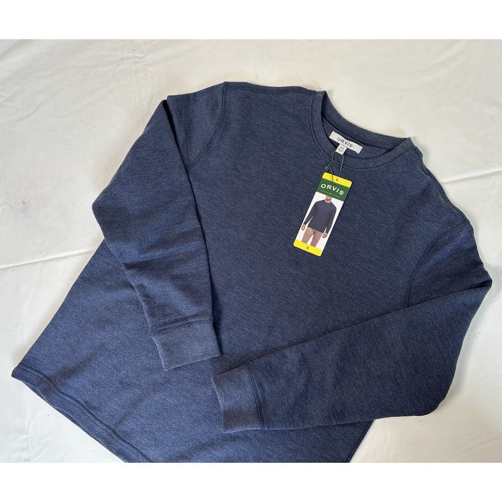 NWT Orvis Men's Blue Cotton Long Sleeve Pullover Sweatshirt Small
